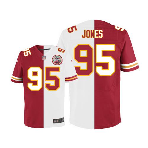 Nike Chiefs #95 Chris Jones Red/White Men's Stitched NFL Elite Split Jersey - Click Image to Close